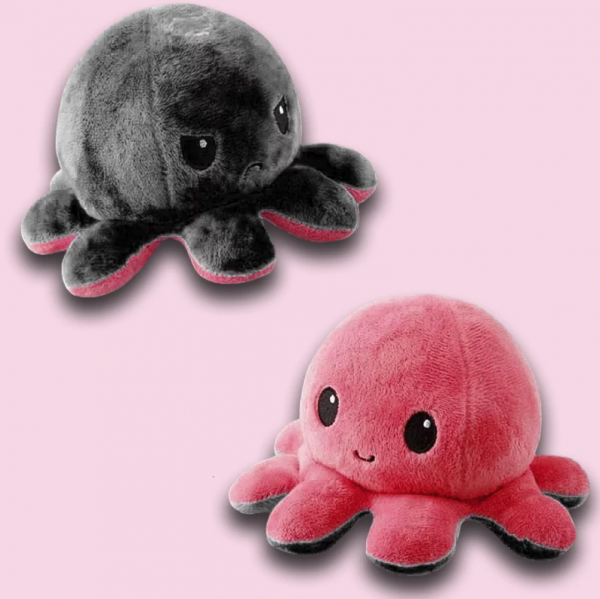 Peluche Pieuvre Réversible Poulpy Bordeaux Et Noire - Image 2